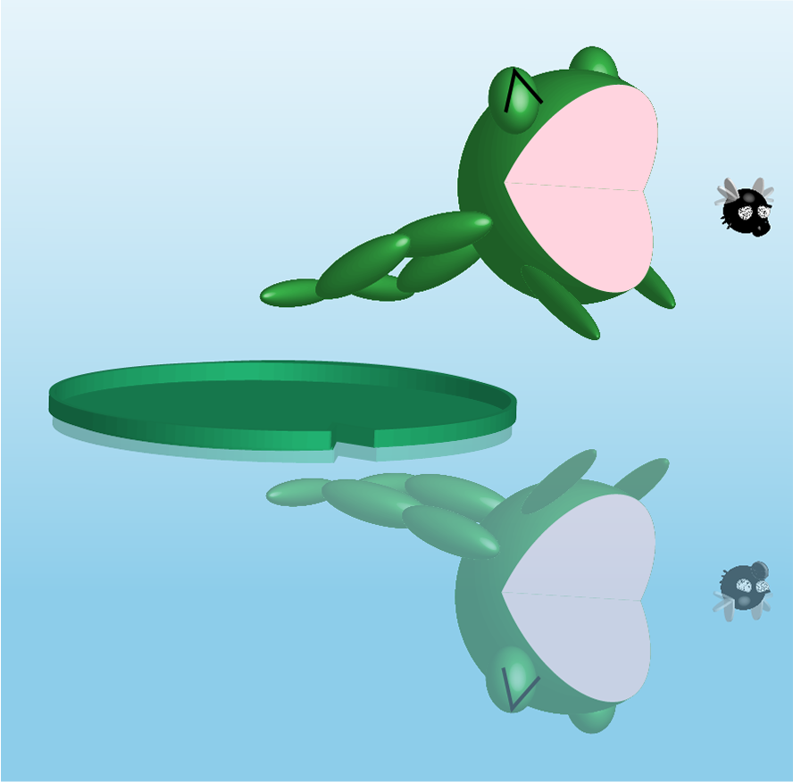 A frog leaping after a worried fly